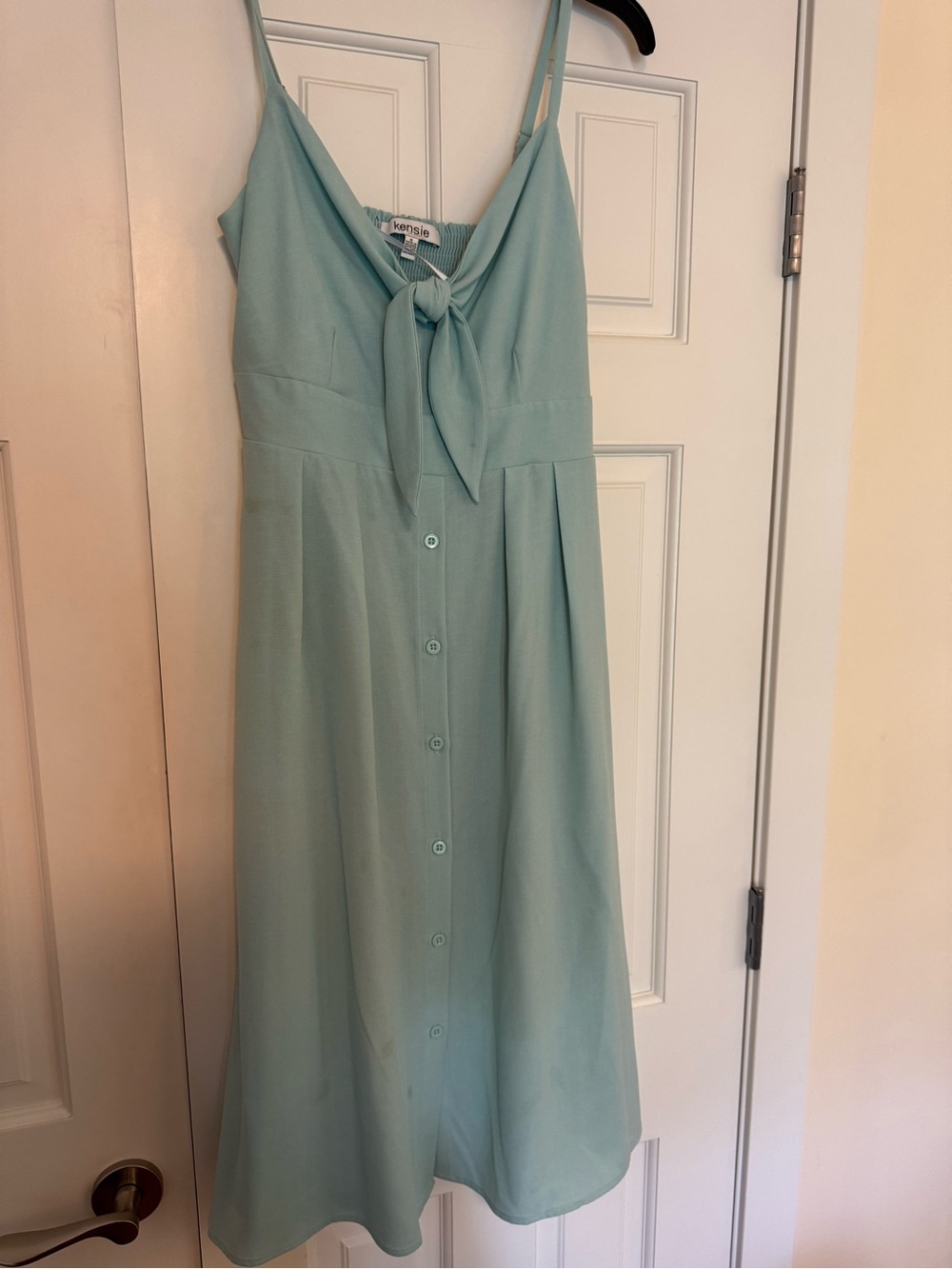 Kensie Mint Green Tie-Front Button-Down Sundress pockets! Size 6 EUC